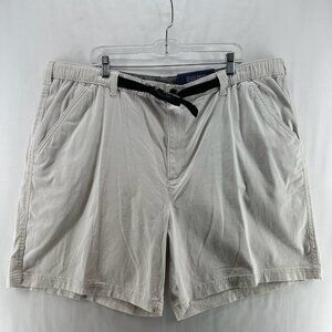 Croft & Barrow Short Mens 44 True Comfort Belted Flat Front Stretchy Soft Beige